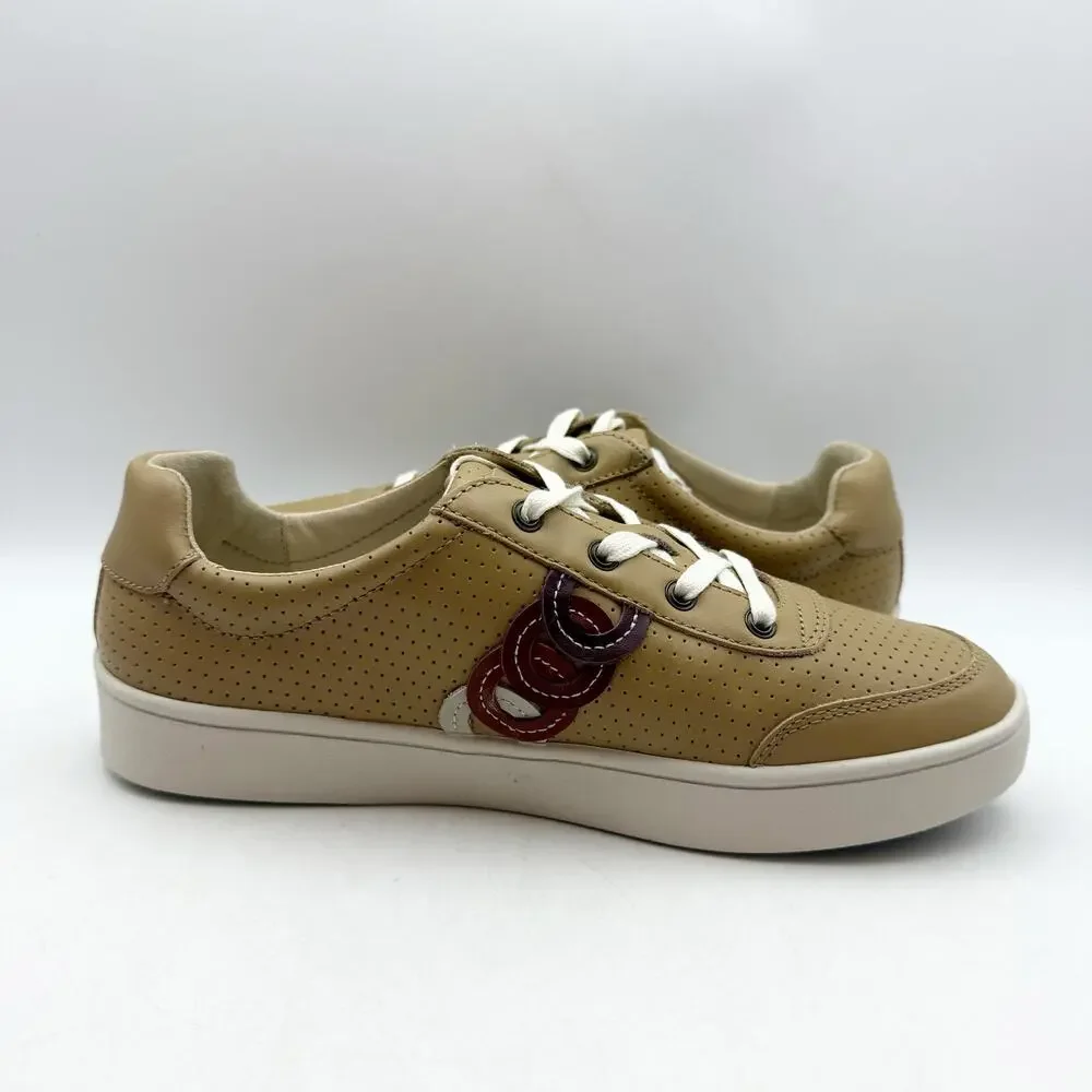 Spenco Womens Cambridge Low Sneaker US 8.5 Wide EU 39 Tan Leather EUC